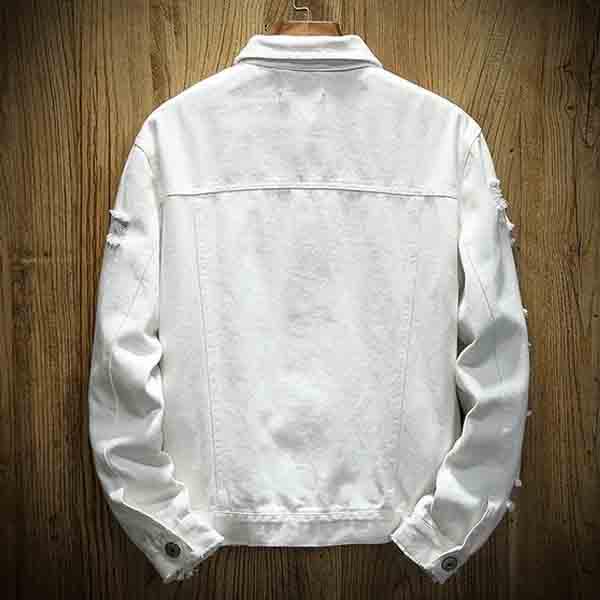 Spring and Autumn Fashion Coat Men's Denim Jacket Hole DenimThin Jacket Men Casual Loose Coat Plus Size Mens Clothes XS-5XL
