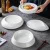 Thick White Ceramic Dining Plate Sashimi Plates Double Layered Serving Plate Dessert Bowl Soup Plates Fruit Dish Salad Bowl Tray