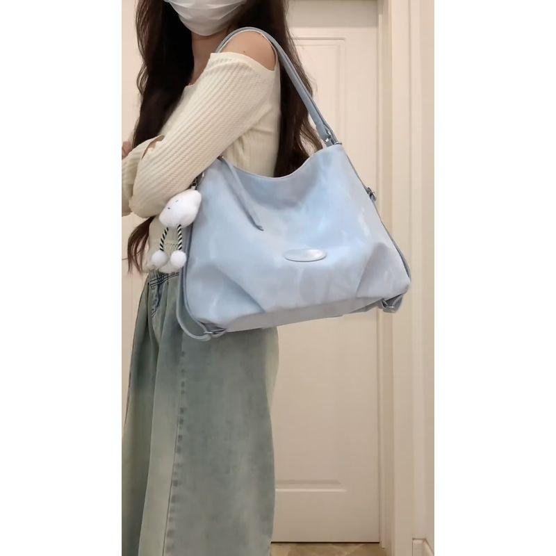 

Bag Women 2025 New Light Luxury Niche Advanced Blue Contrast Color Stripe Tote Bag Large Capacity Shoulder Underarm Bag Blue [without ornaments]]