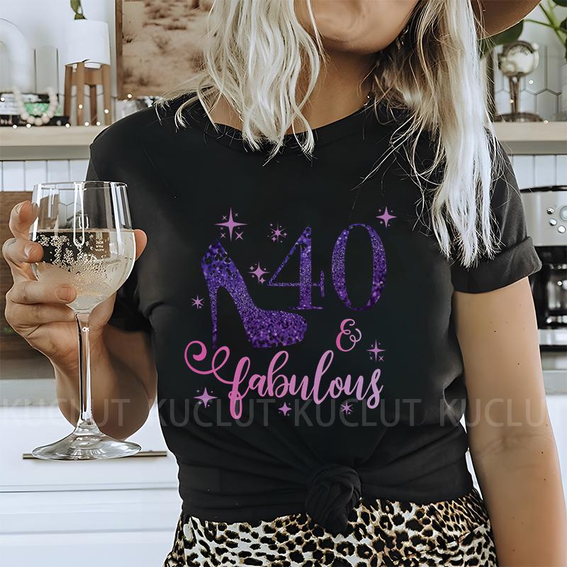 Women T-shirt 40th Fabulous Tees Ladies 40th Birthday Queen Party Shirt Fashion Graphic Tops Casual Aesthetic Female Clothing