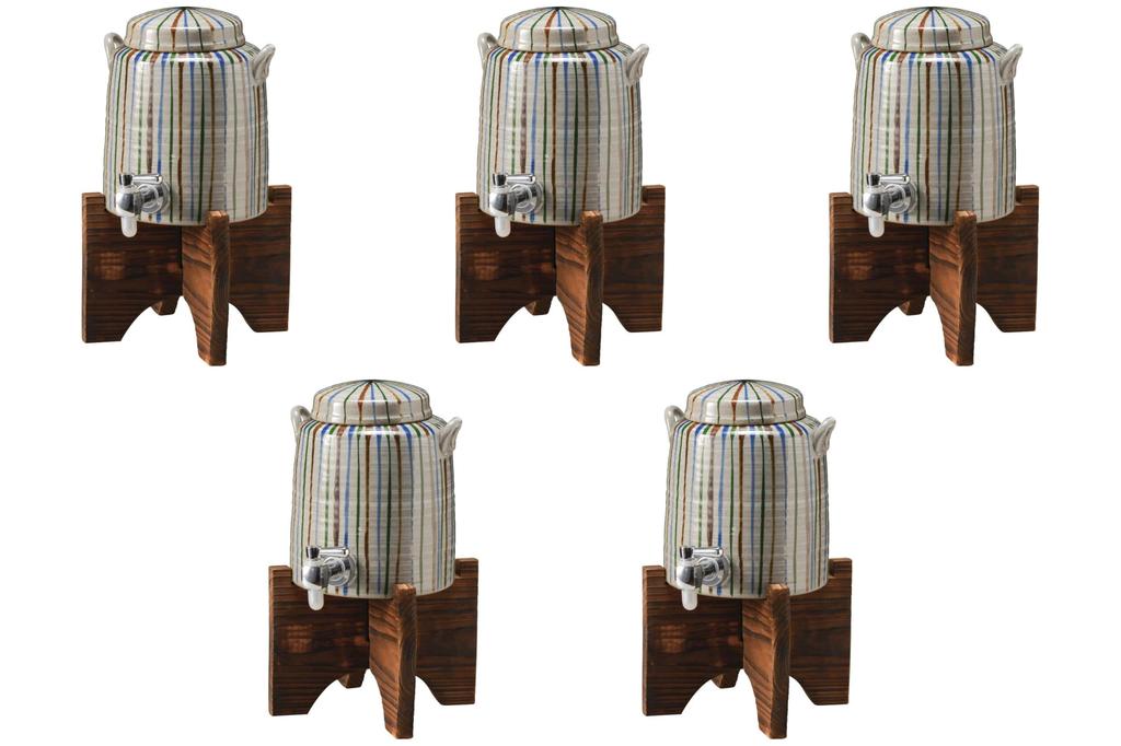 Set of 5 Tokusa Wooden X 17cm Shochu Made In Setomonohonpo Multi-Servers (1.8L) (with Stand) [14.5 (1800cc)] Servers, China,