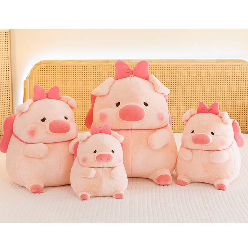 Plush Bowknot Pig Toy Cartoon Animal Stuffed Doll Decoration Kids Cute Gift