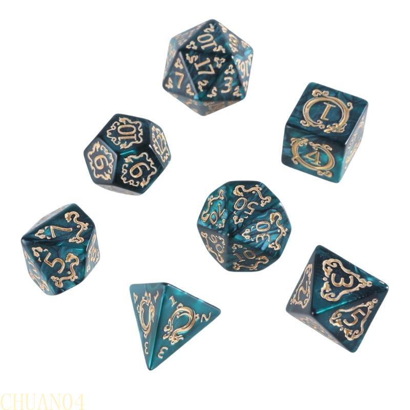 

A1A2 7Pcs Polyhedral Dices Dragon Pattern Table Game Dices Multi-Sided Acrylic Dices for Role Playing Game Easy to Read зелений