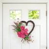 Heart Shaped Artificial Rose Wreath Valentine's Decoration Spring Wreath for Front Door Wall Window Wedding Anniversary