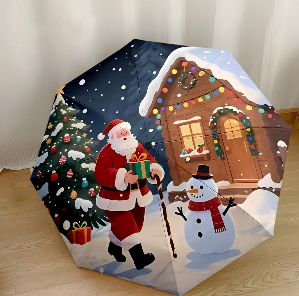 Weihnachts-Magie-Nacht Kompakter Reise-Automatikschirm Kompakt & Langlebig 8-Rippen-Design Stabile Konstruktion Reise-Essential Mode-Liebhaber