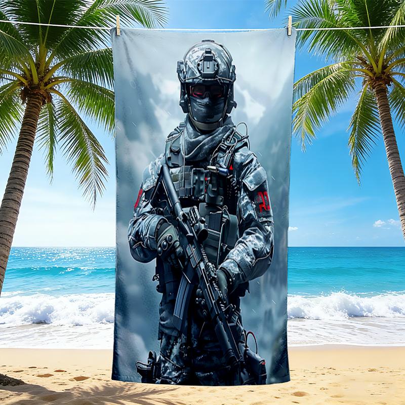1Pc Future Soldier Armor Beach Towel Quick Dry Multiuse For Beach Pool Gym Yoga Home Travel Christmas Halloween Xmas Gift G1146