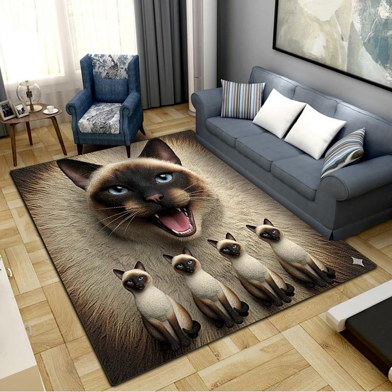 Cow Cat Siamese Carpet Rug for Living Room Bedroom Home Sofa Decoration,Kids play Non-slip Floor Mat