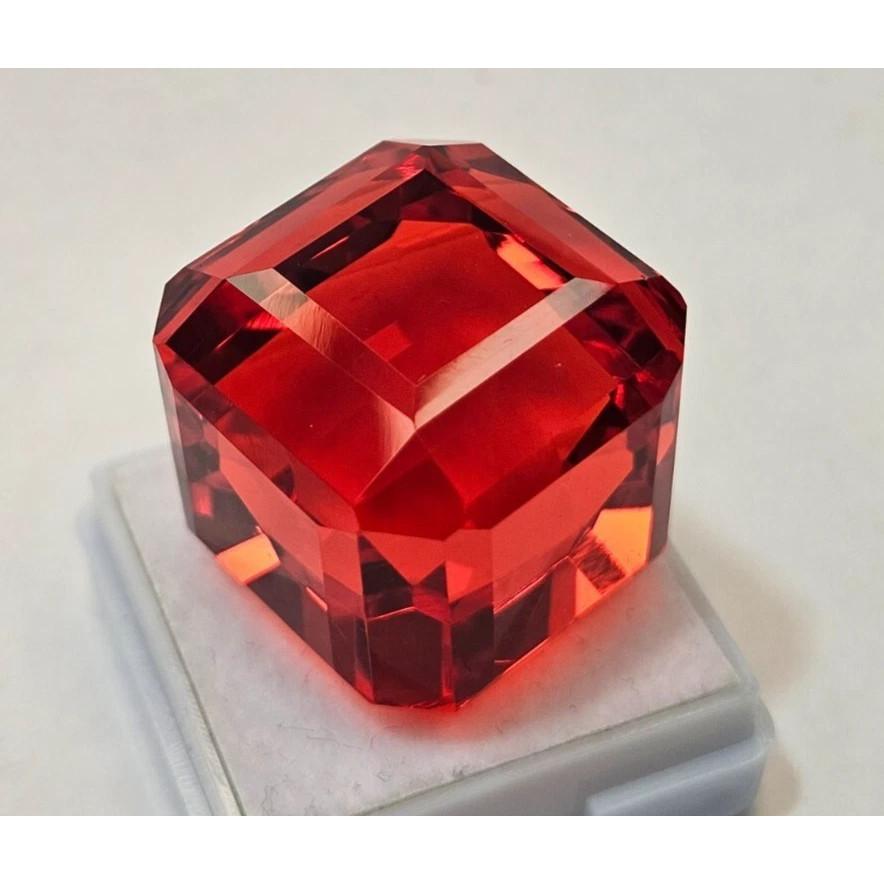 Red Orange Mexican Fire Opal Cube Cut Natural Certified Loose Gemstone
