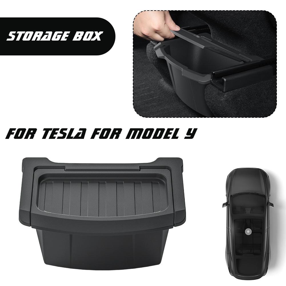 For Tesla Model Y Juniper / Launch 2025 Rear Seat Storage Can Accessories Seats Tray TPE Car Organizer Storage Trash Under B3K0