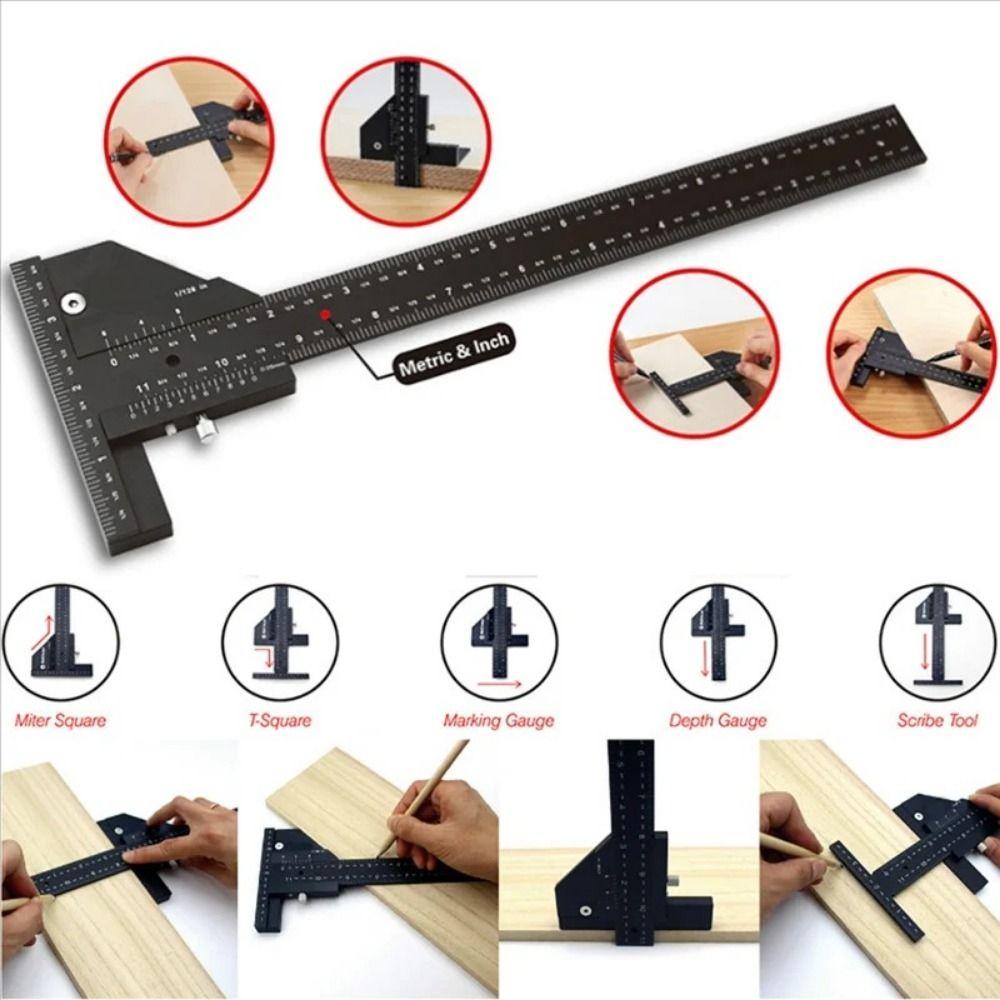 High-precision T Shaped Ruler 0-280mm Woodworking Sliding Gauge Scribe Ruler Measuring Tool