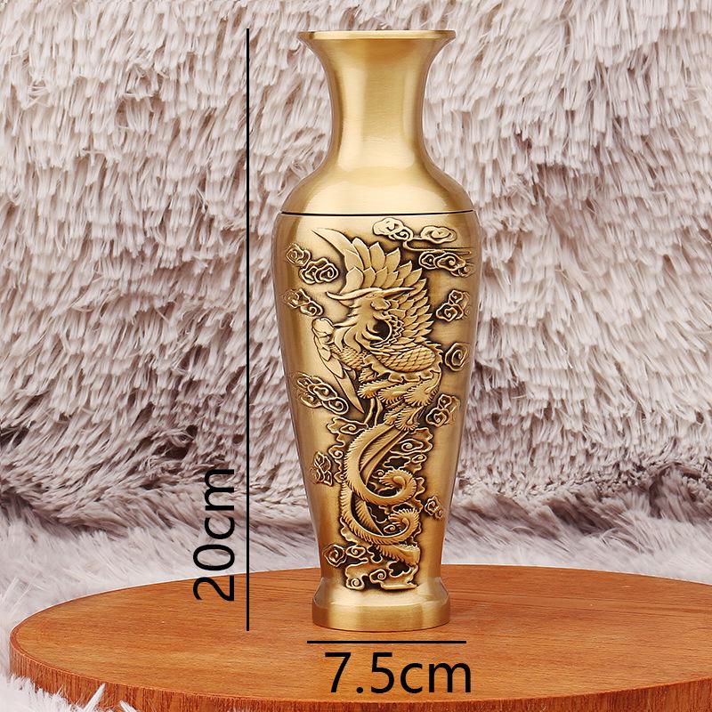 Brass Dragon and Phoenix Vases: Auspicious Home Decor Pair for Living Room, TV Cabinet, or Shop