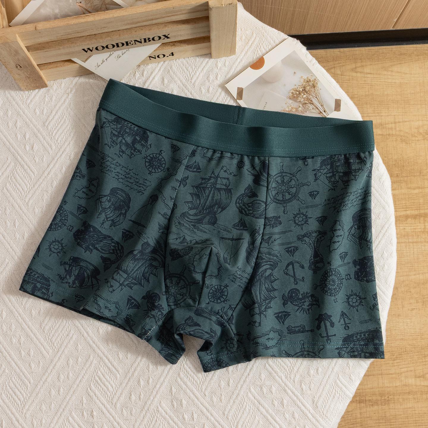 

Мужские боксеры-брифы средней посадки из чистого хлопка с антибактериальной ластовицей из шелка тутового шелкопряда - Удобные и дышащие 2XL (120-140 jin)