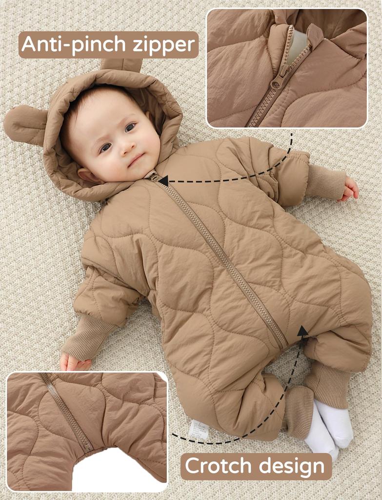 Maeau Newborn Baby Girl Romper for Fall and Baby Outdoor Cold Weather Long Bear Baby Light Size 73 Winter, Coat, One-Piece, Coverall, Sleeve, Design,