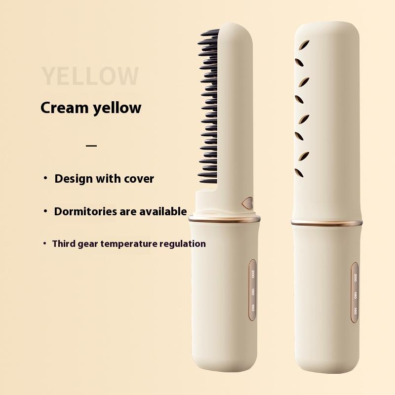 

Беспроводная расческа-выпрямитель для волос с отрицательными ионами - Перезаряжаемая электрическая щетка для ухода за волосами с защитой от ожогов для выпрямления и завивки хаки