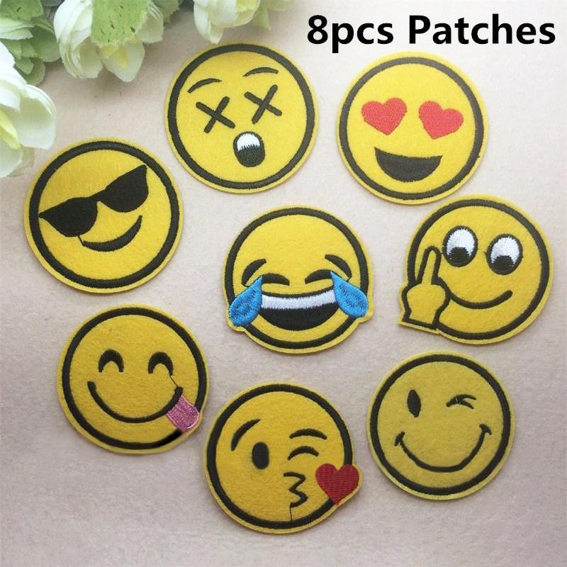 8 buc. emoji expresie Patch-uri termocolante Insignă brodată Aplicație