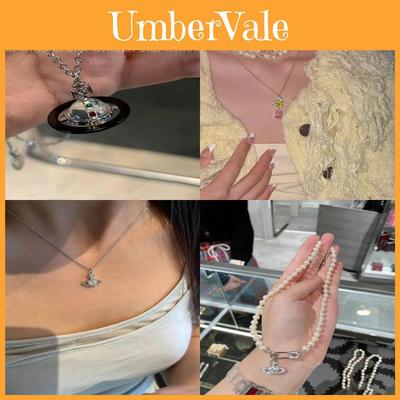 Saturn Pearl Necklace With Cz Microinlay Ushaped Pendant For Elegant Women