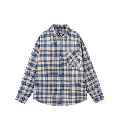 Men's Plaid Shirt Spring and Autumn Versatile Fashion Daily Wear Long Sleeve Shirt Jacket Men