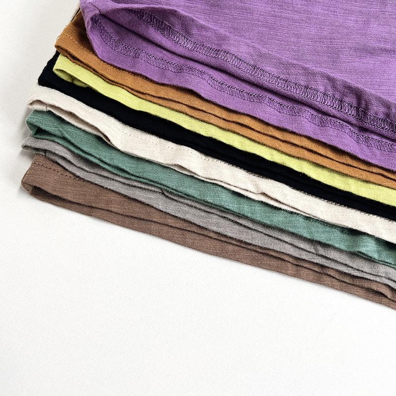 8 spalvų bambuko medvilnės marškinėliai be rankovių kūdikiams - vasaros 2025 m. madingi marškinėliai berniukams ir mergaitėms