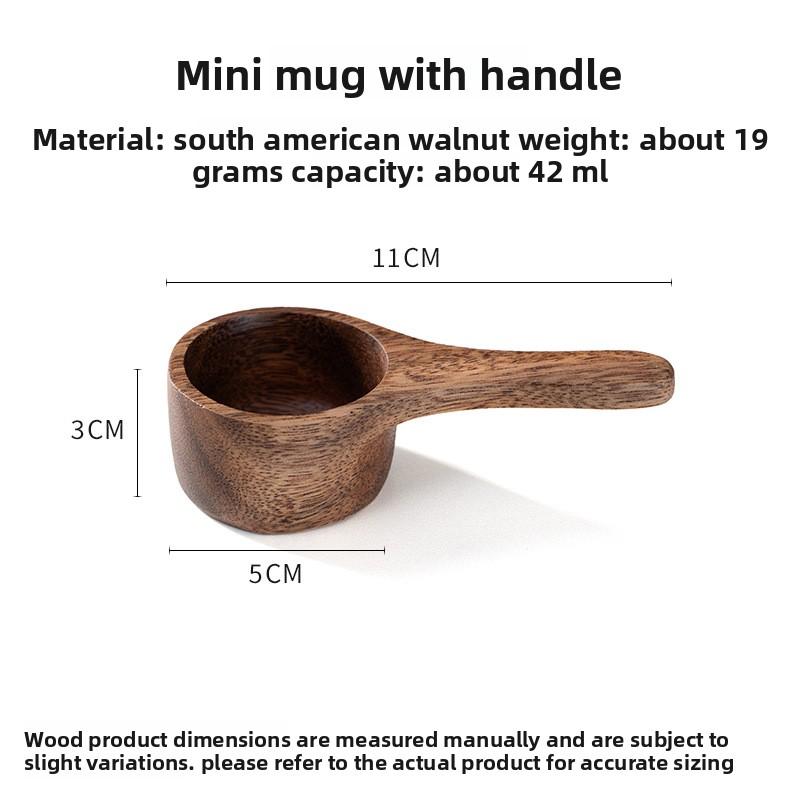 DIY Walnut Wooden Milk Cup Acacia Wood Salad Cup Solid Wood, Creative Mug with Handle Coffee Mug