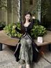 Herbstkleid in A-Linie für Übergrößen - Neuer chinesischer Stil, Zweiteiler-Look für Birnenförmige Figuren