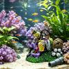 Resin Fish Ornament Pirate Skeleton Aquarium Bubbler, Underwater Tank Ornament, Air Bubbler with Hose Stone for Freshwater And Saltwater Tanks