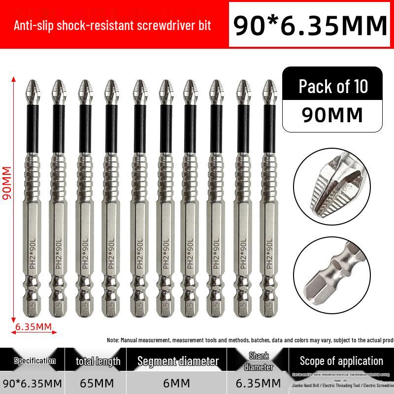 K5 Impact-Resistant Anti-Slip Magnetic Phillips Screwdriver Bit Set for Hand Drill Electric Screwdriver