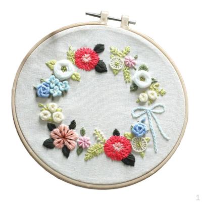 DIY Needlework Kits With Embroidery Hoop Stitch Craft - Floral Pattern