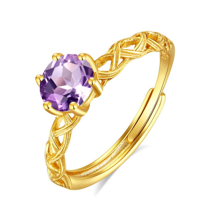

S925 sterling silver ring women s color does not fade and lives high-end sense natural crystal stone topaz light luxury twist hand jewelry women Adjustable opening