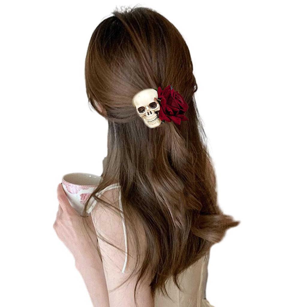 Skull Flower Hairclip for Party Women Gothic Cosplay Hairpin Dark Series Lady Skull Hair Clip Hair Accessories