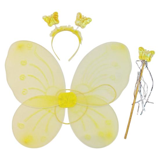 Yousheng 1 Set Girls Butterfly Wings Kids Foldable Butterfly Fairy Wings Hairband And Wand Fairy Costume Props for Halloween Parties Cosplay Photo