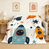 Outer Space Spaceship Astronaut Rocket Throw 240g Lightweight Flannel Blanket, Soft Skin Throw Blanket for Sofa Bedroom