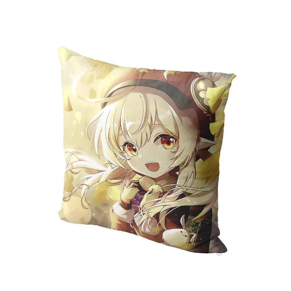 Tvådimensionella Genshin Kuddfodral Sovsal Soffa Sängkant Kuddfodral Tecknad Anime Dekor Tvåriktad Prydnadskudde