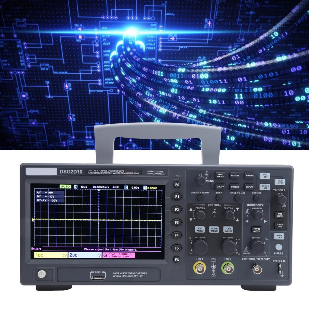 DSO2D10 2CH Digital Storage Oscilloscope 100MHz 1GSa s 8M with 1CH Signal Source for Electronic MaintenanceUS Plug