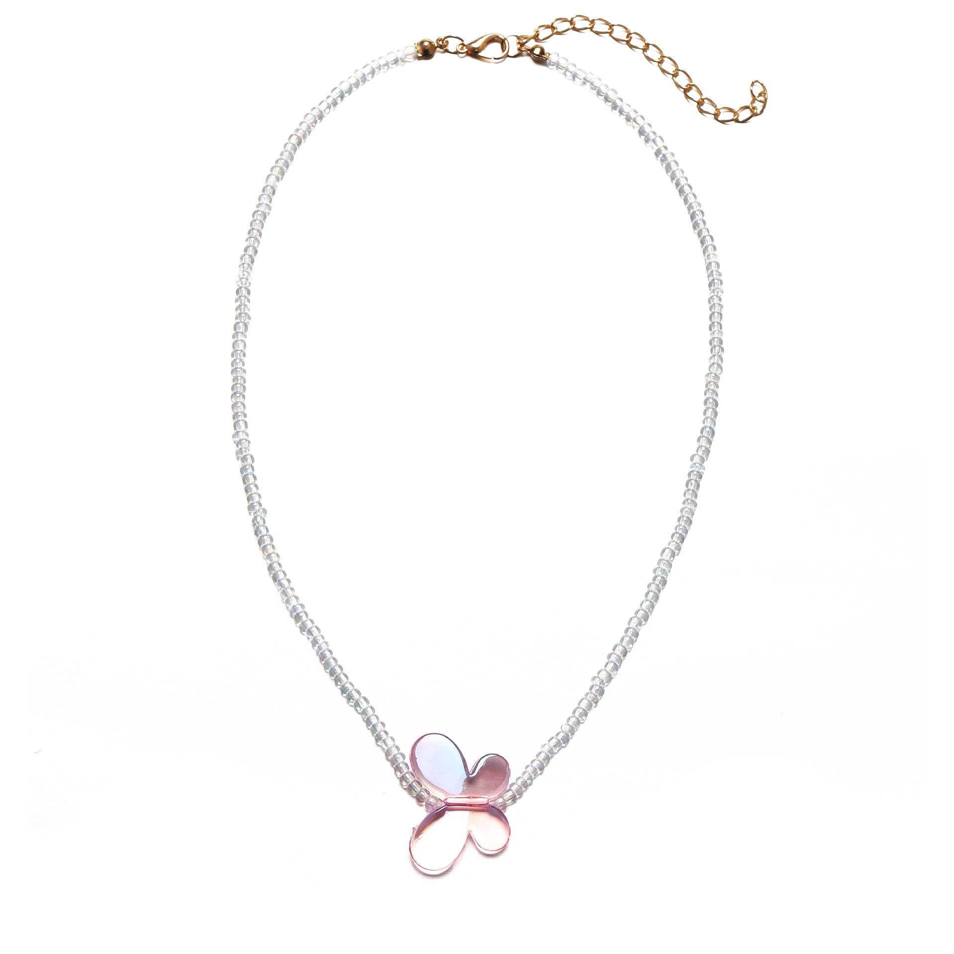 

17 км индивидуальное трендовое ожерелье из рисовых бусин флуоресцентного цвета, креативное ожерелье, ожерелье в стиле ретро, ​​кулон в виде бабочки, цепочка из рисовых бусин на ключицу