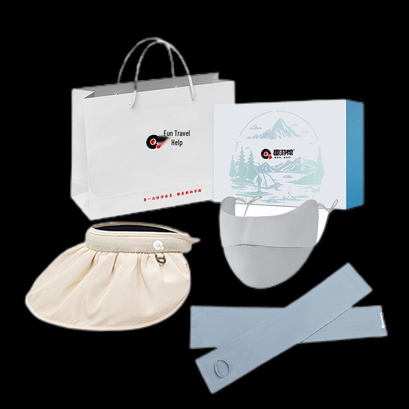 Outdoor Sun Protection Hat, Mask, and Cooling Sleeves Set