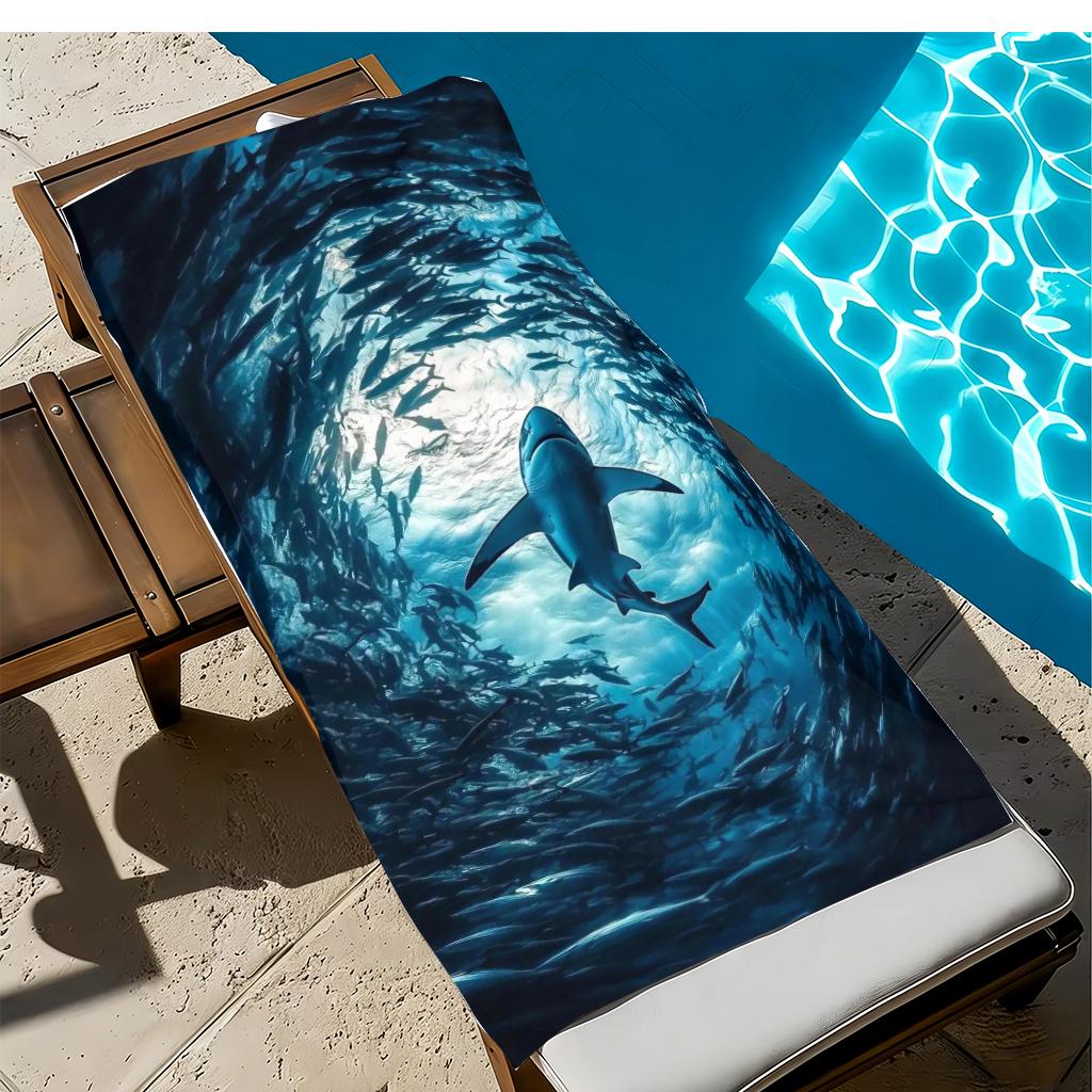 Shark Ocean Print Beach Towel Large Quick Dry Microfiber Bath Towel for Swimming Pool Gym Camping Summer Beach Essentials