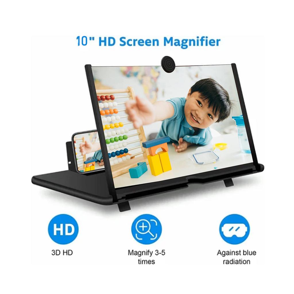 Screen Amplifier 10in 3D HD Phone Screen Magnifier Portable Pull Out Foldable Cell Phone Screen Enlarger for Movie Video Viewing