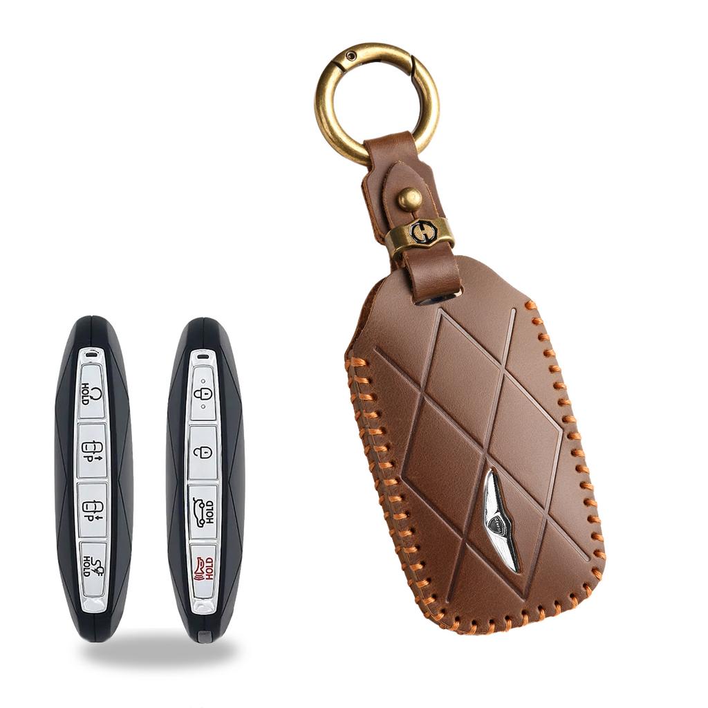 Retro Schlüsselhülle für Genesis GV60 GV90 Lawns Leder Autoschlüssel Schutzhülle Hülle