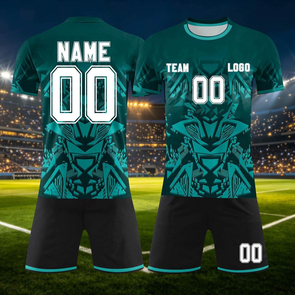 Custom DIY Two Piece Jersey Set with Short Sleeve Shirt and Shorts for Team Sports Personalizable Number Design