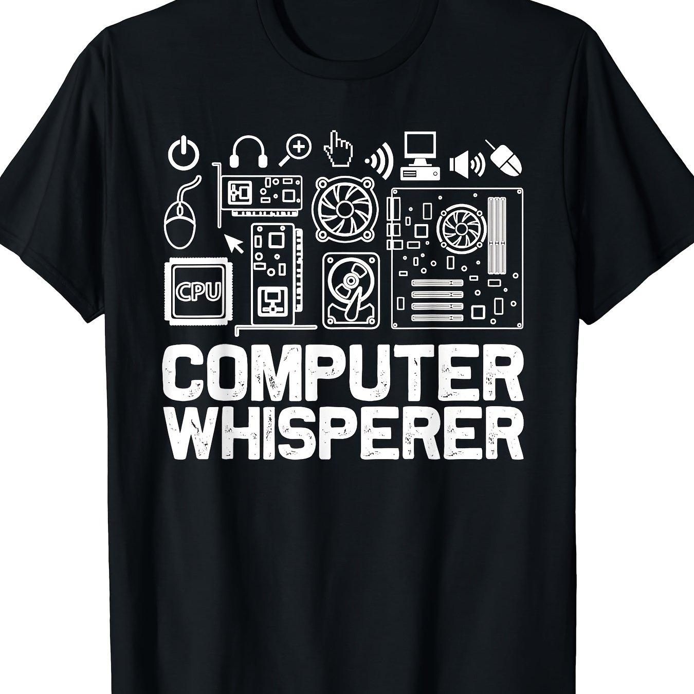 Графическая футболка  Компьютерный шептун  IT-специалист Техподдержка Программист Футболка с коротким рукавом Повседневная Мужская S