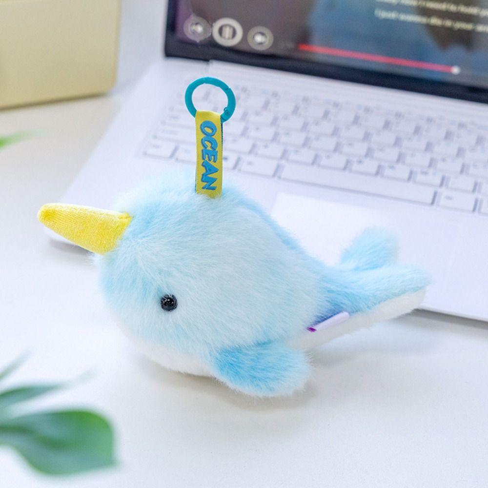 Soft Ocean Animal Plush Keychain Kawaii Fluffy Whale Keyring Bag Charm Seahorse Pendant Home Decor