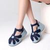 Fashion High Quality Denim Platform Sandals Women Fashion T Strap Buckle Flower Decoration Designer Shoe Summer Sexy Open Toe Beach Shoe