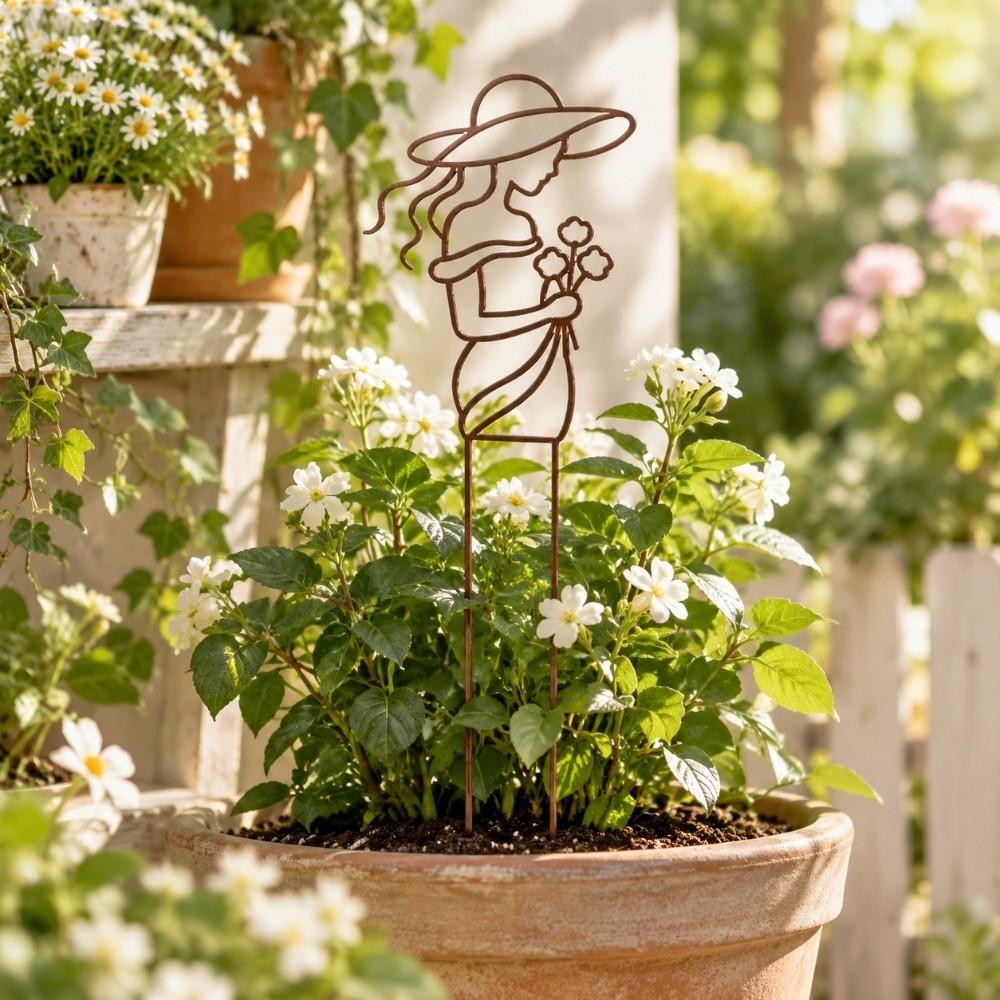 Hollow Out Character Silhouette Plant Stand Strong Load Bearing Garden Plant Trellis Greenhouse