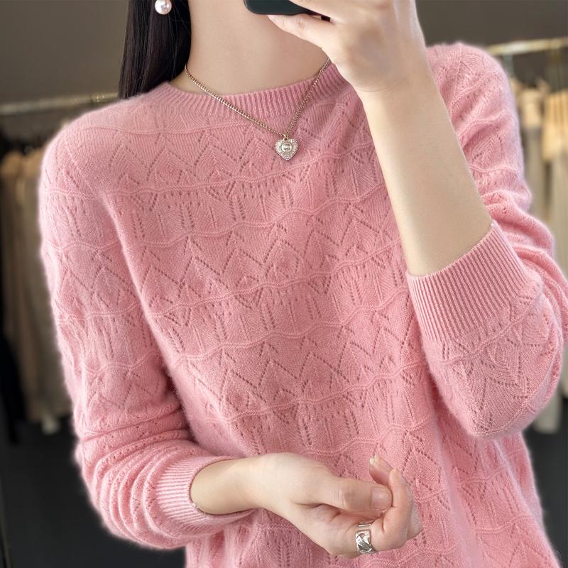 Suéter de mujer, cachemira Qinghe, 30% cachemira 70% lana, jersey de punto de invierno, suéter de otoño, suéter de cachemira de mujer, top de punto, manga larga