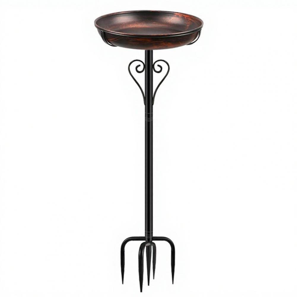 Bird Waterer Bird Feeder Spacious Iron Art Bird Bath with Ground Insert Outdoor Birdbath Bowl with 5-prong Metal Base Winter Gar