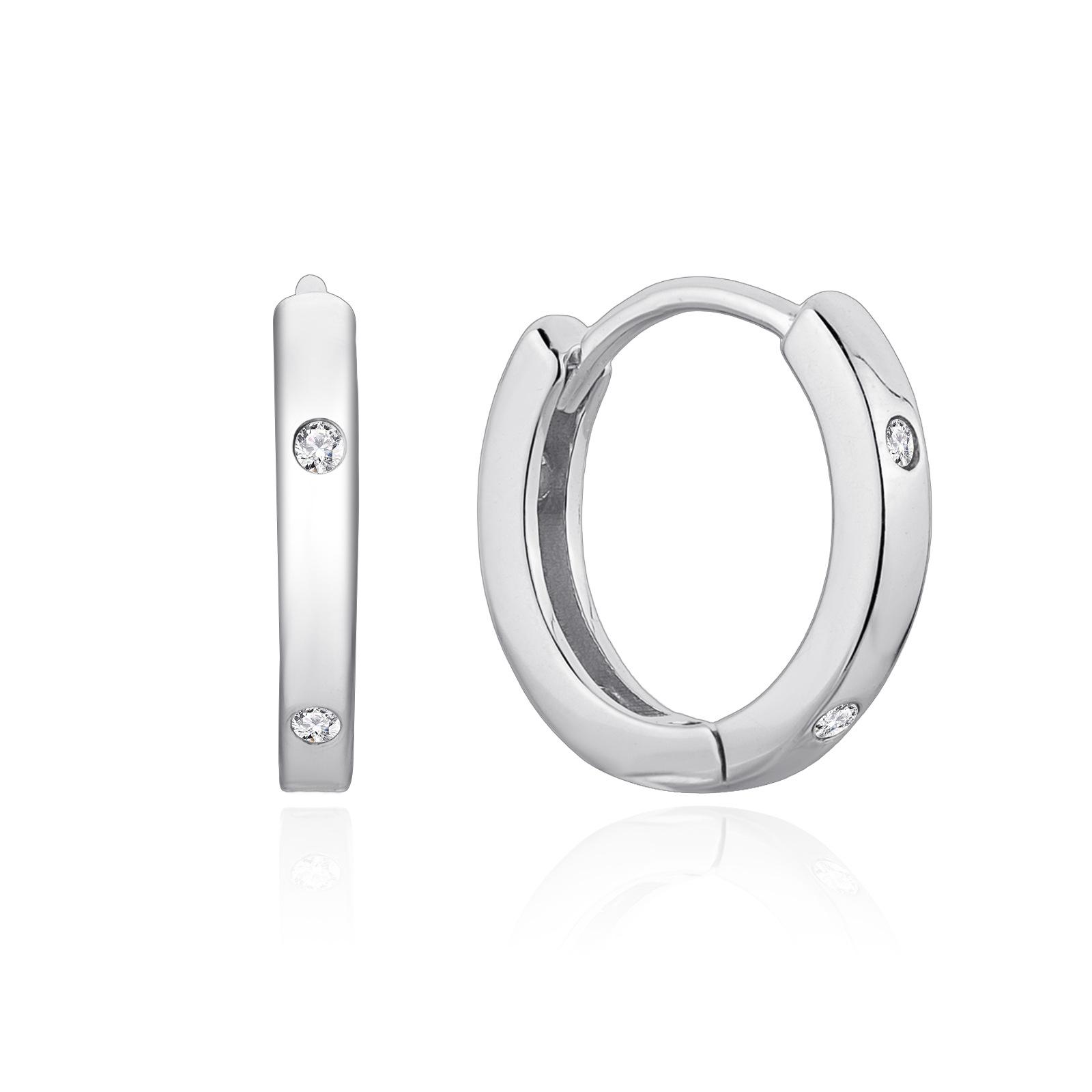 

Серьги из серебра 925 пробы с четырьмя бриллиантами, модные, высокого класса, с голыми круглыми пряжками, изысканные серьги 925 Silver