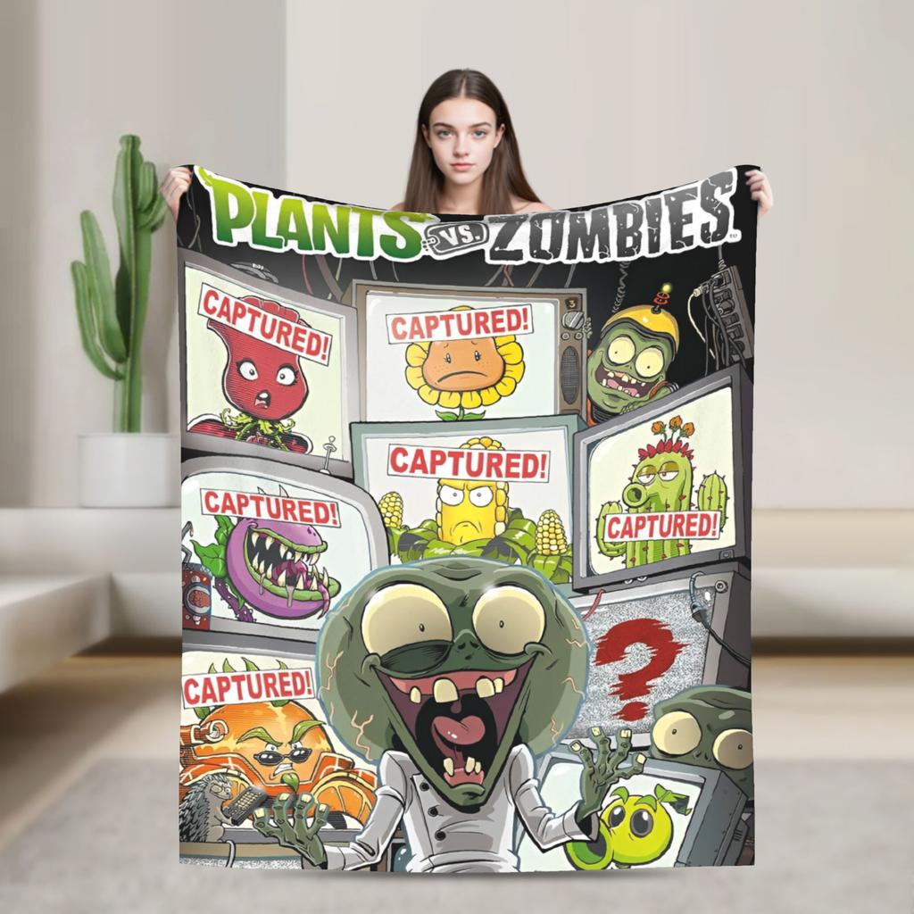 Gioco P-Plants-vs-Zombie Coperte Morbide Calde Coperta Plaid Peluche da Picnic Morbida Coperta Plaid da Divano Letto Copridivano Letto