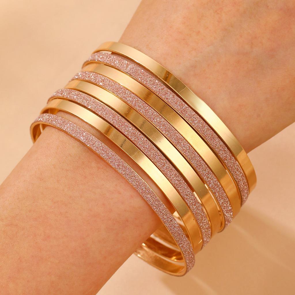 Gold Plated Multi-Layer Hammered Bangle Set, Thin Stackable Gold Bangles for Women
