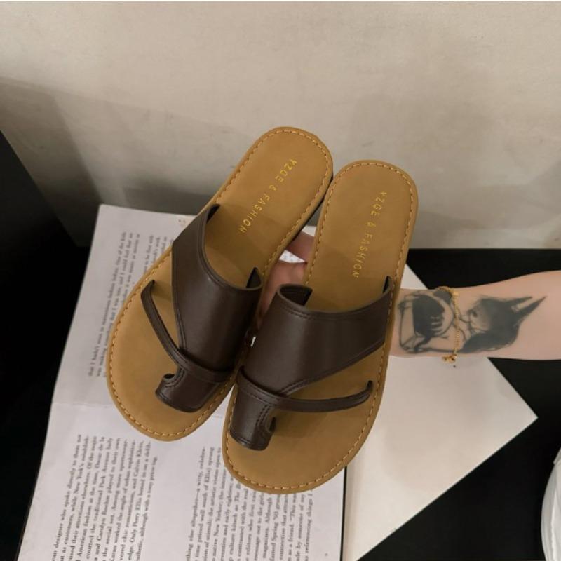 

Модные новые сандалии для женщин Ортопедические шлепанцы-корректоры косточки Кожаные сандалии с кольцом для пальца Удобные платформы на плоской подошве Женская обувь Большие размеры 40 шоколадный