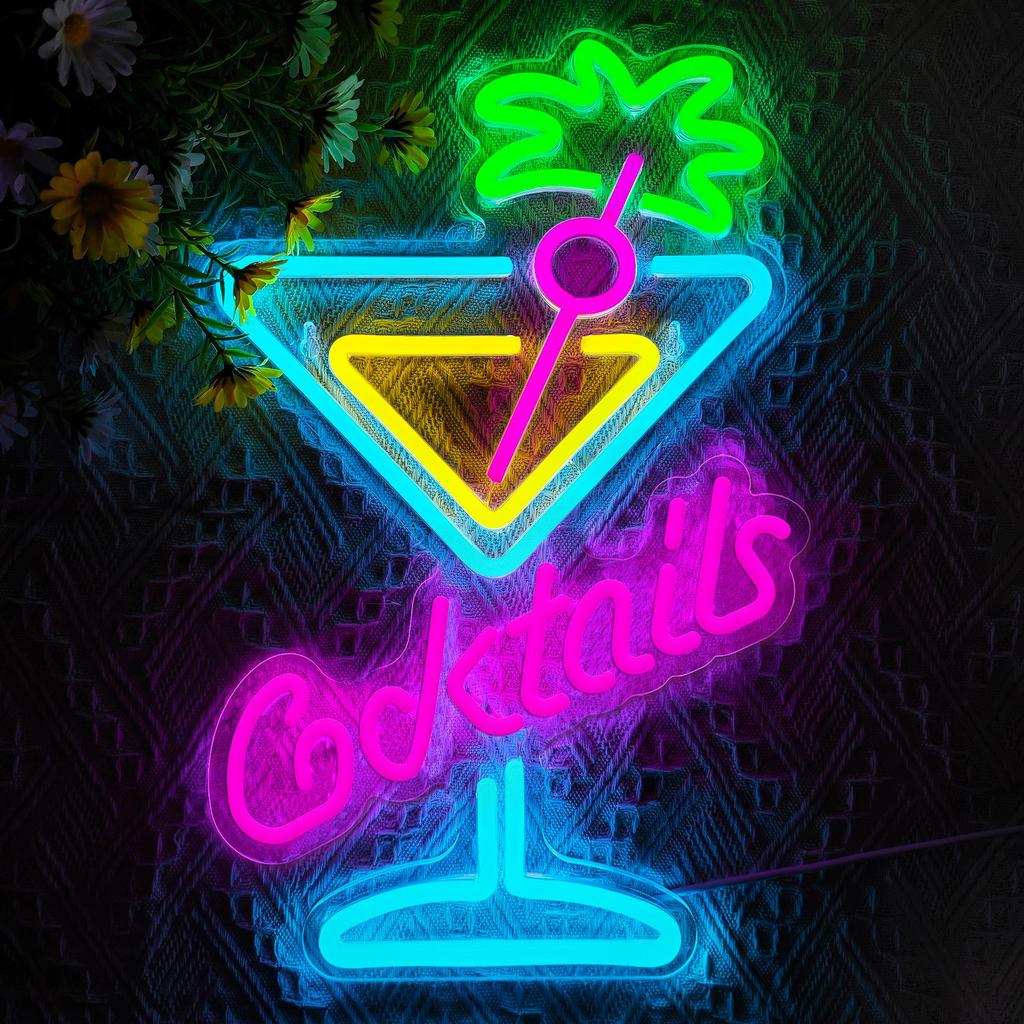 Cocktails Beer Neon Sign - Bright LED Bar Decor,  Commercial Pub & Home Bar, Grand Opening Gift for Bartenders & Brew Lovers